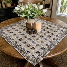 PARLOR WEAVE CHOCOLATE/NAVY/TAN 52" TABLE SQUARE